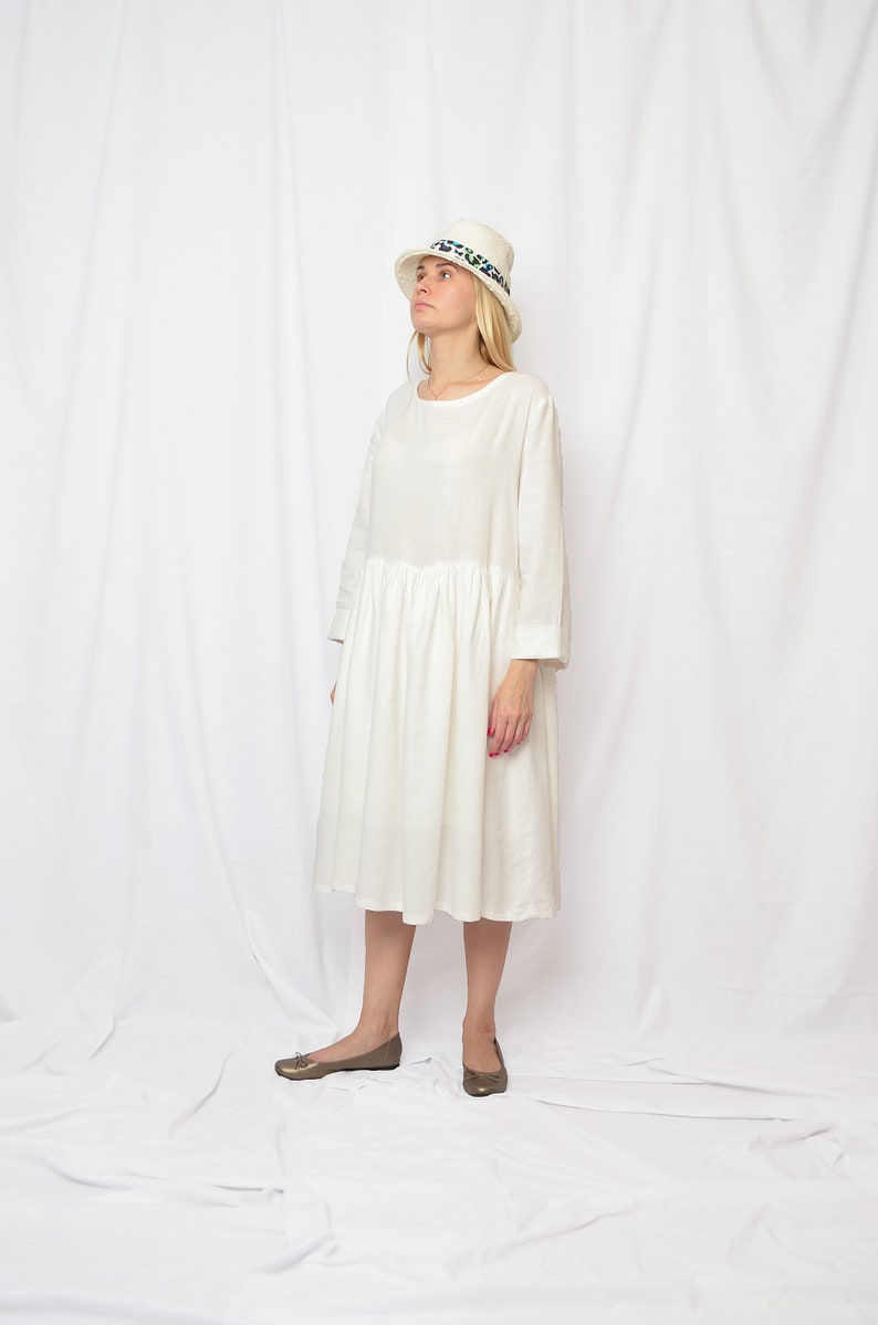 White Linen Dress Plus Size Clothing Linen Womens Clothing Etsy