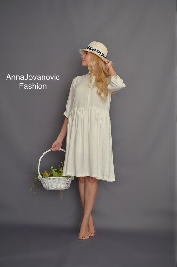 etsy white linen dress