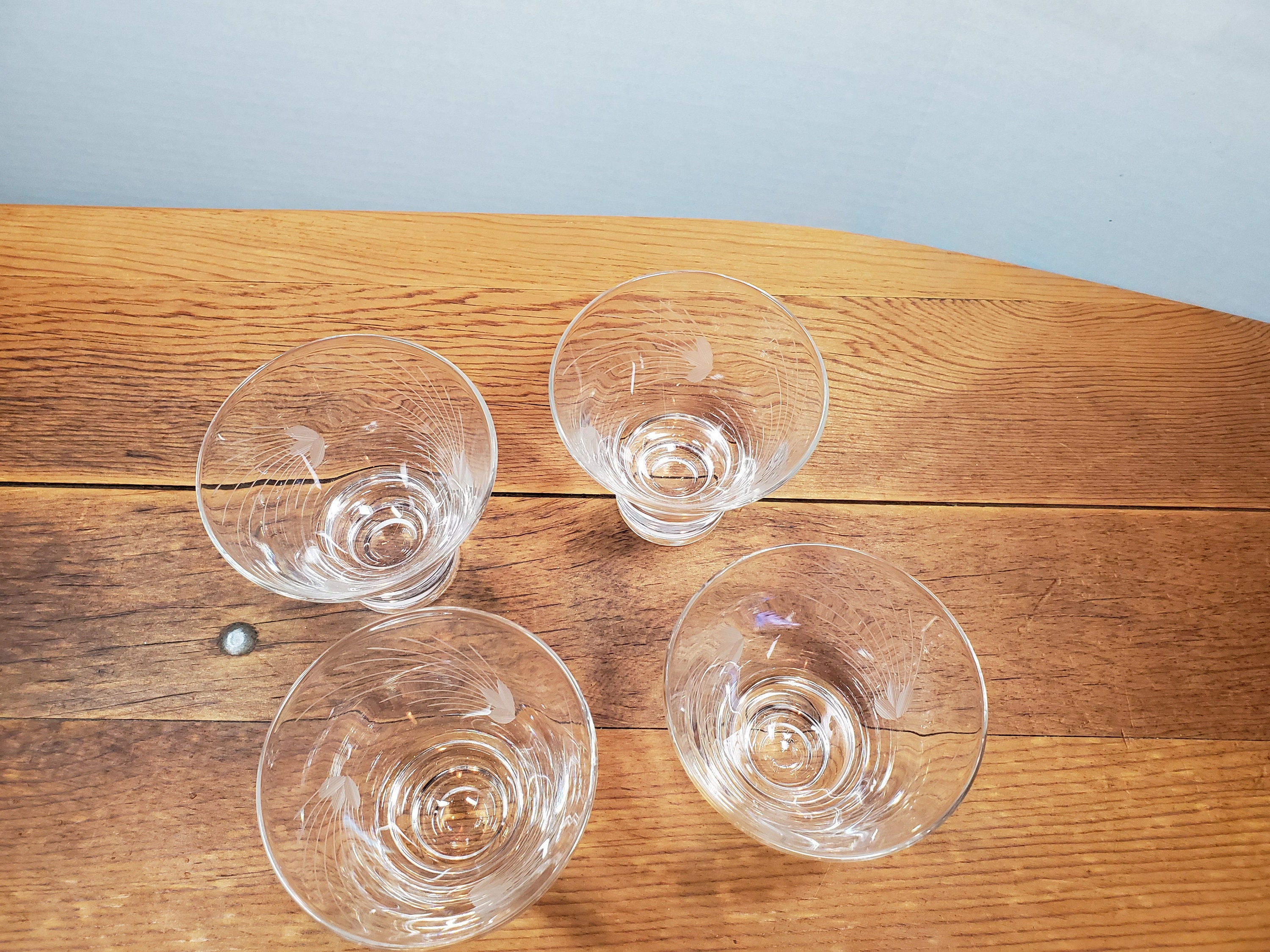 Clear Etched Crystal Glass Tumblersset 4 Mid Century Modern Etsy