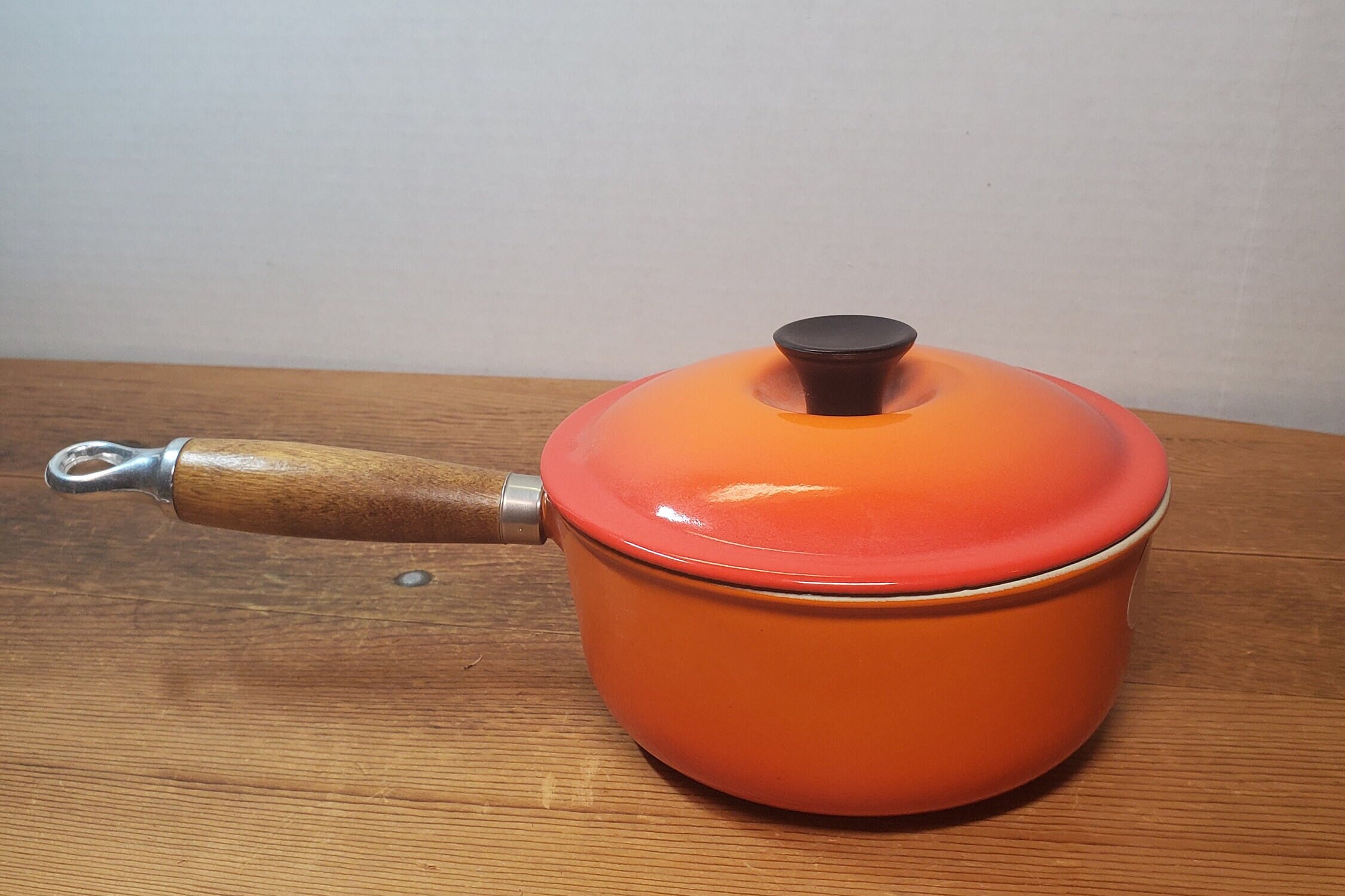 Vintage Cousances Le Creuset France Enamel Saucepan Flame Etsy