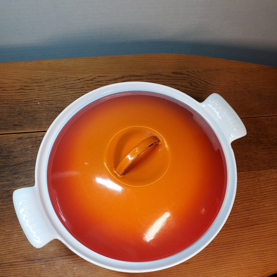 Descoware Belgium Enamel Cast Iron Casserole Orange/Red Flame Etsy