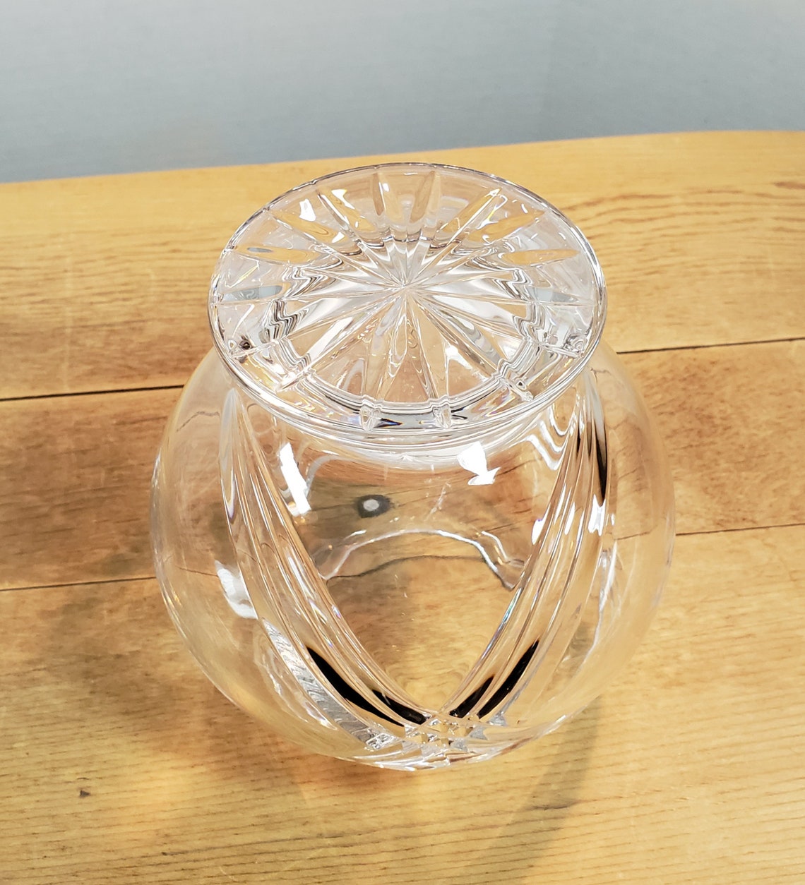 Vintage Crystal Rose Bowl Cut Glass Bowl Round Vase Vintage Etsy