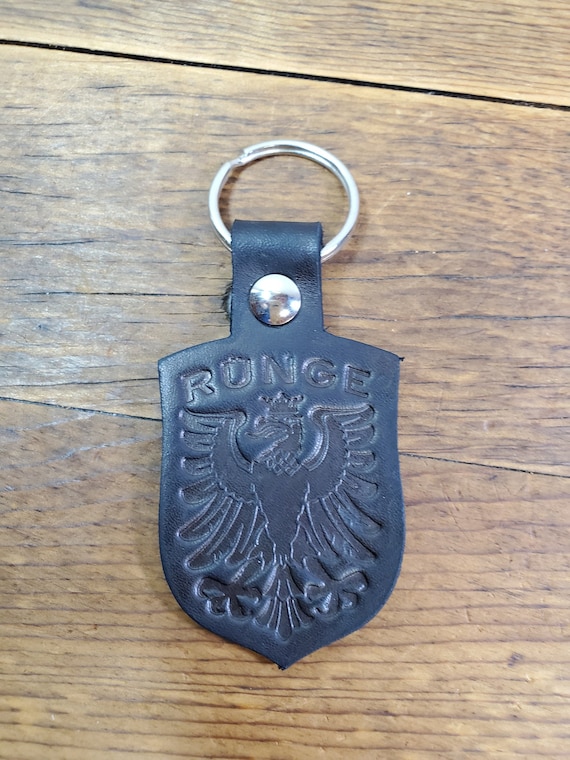 RÜNGE Crest Key Chain; Hand Made Leather Key Chain