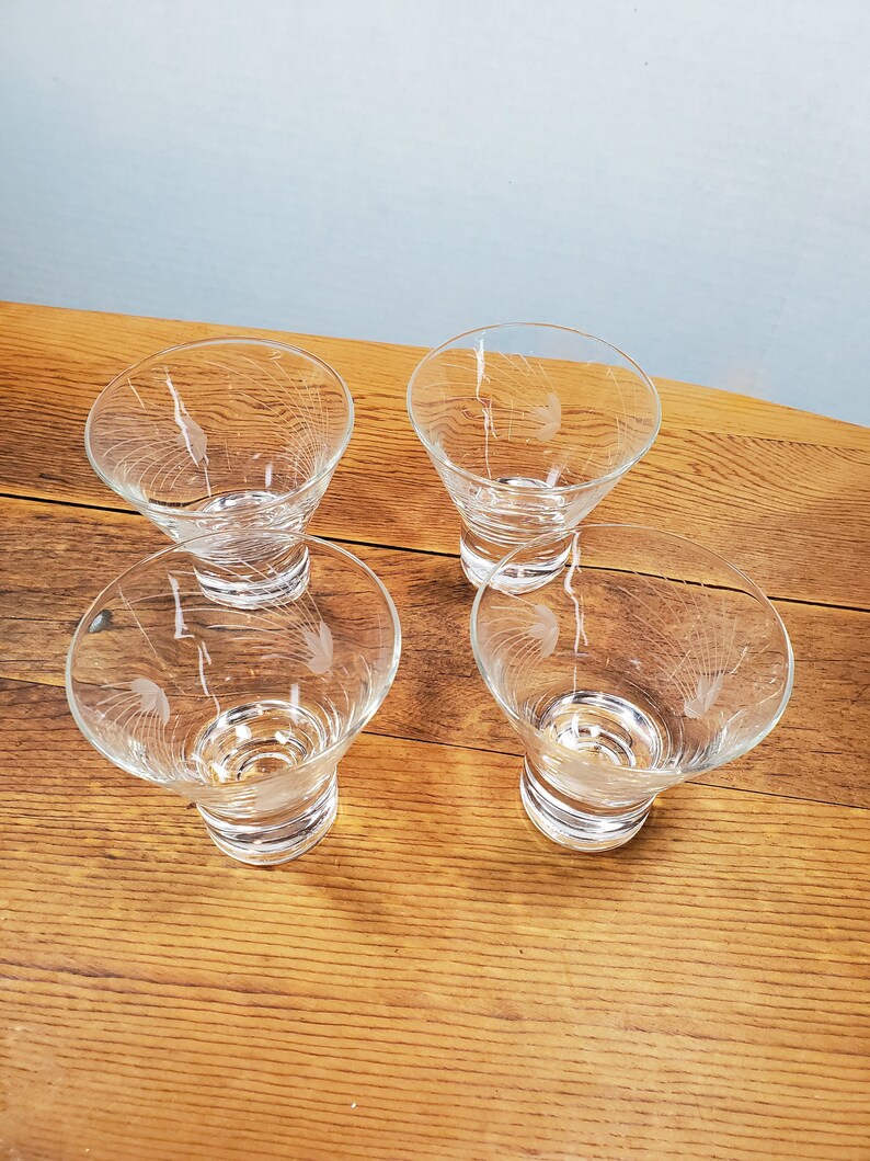 Clear Etched Crystal Glass Tumblersset 4 Mid Century Modern Etsy