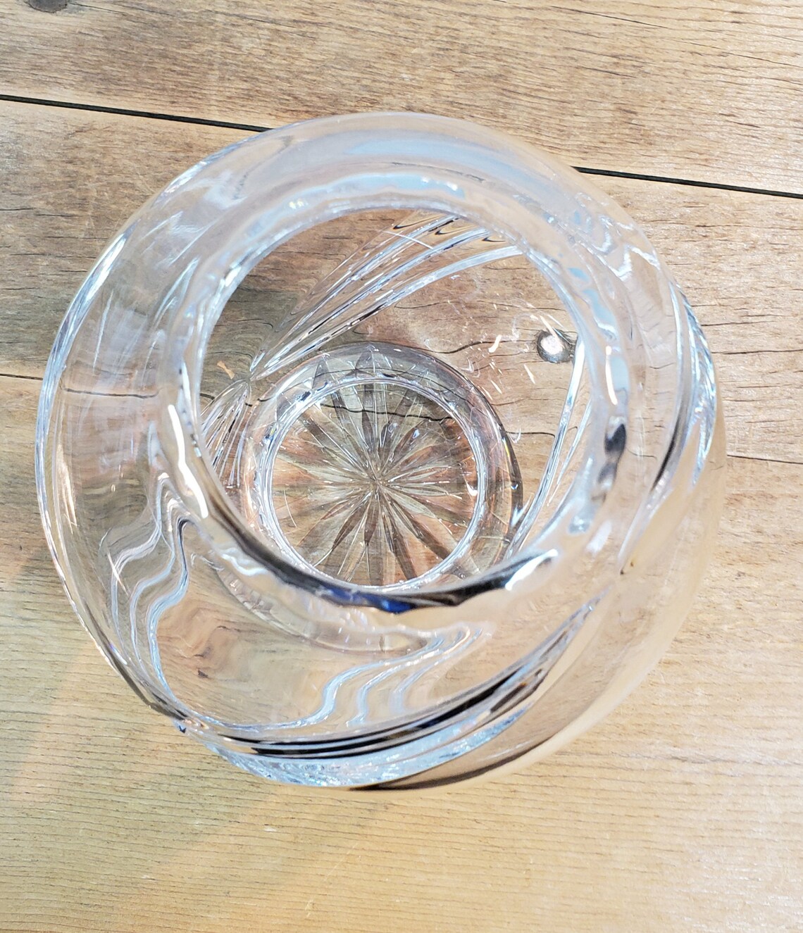 Vintage Crystal Rose Bowl Cut Glass Bowl Round Vase Vintage Etsy