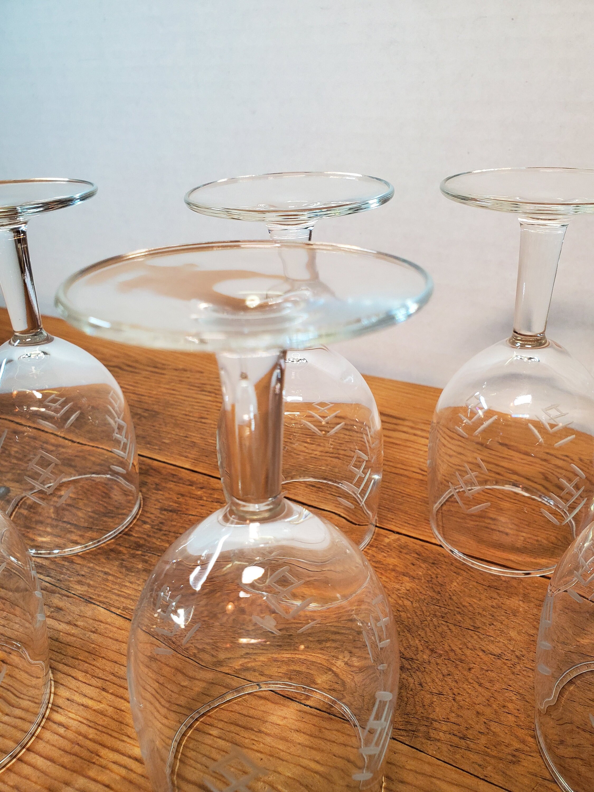 Glass Wine Goblets Wine Glasses Drinking Goblets Etched Etsy