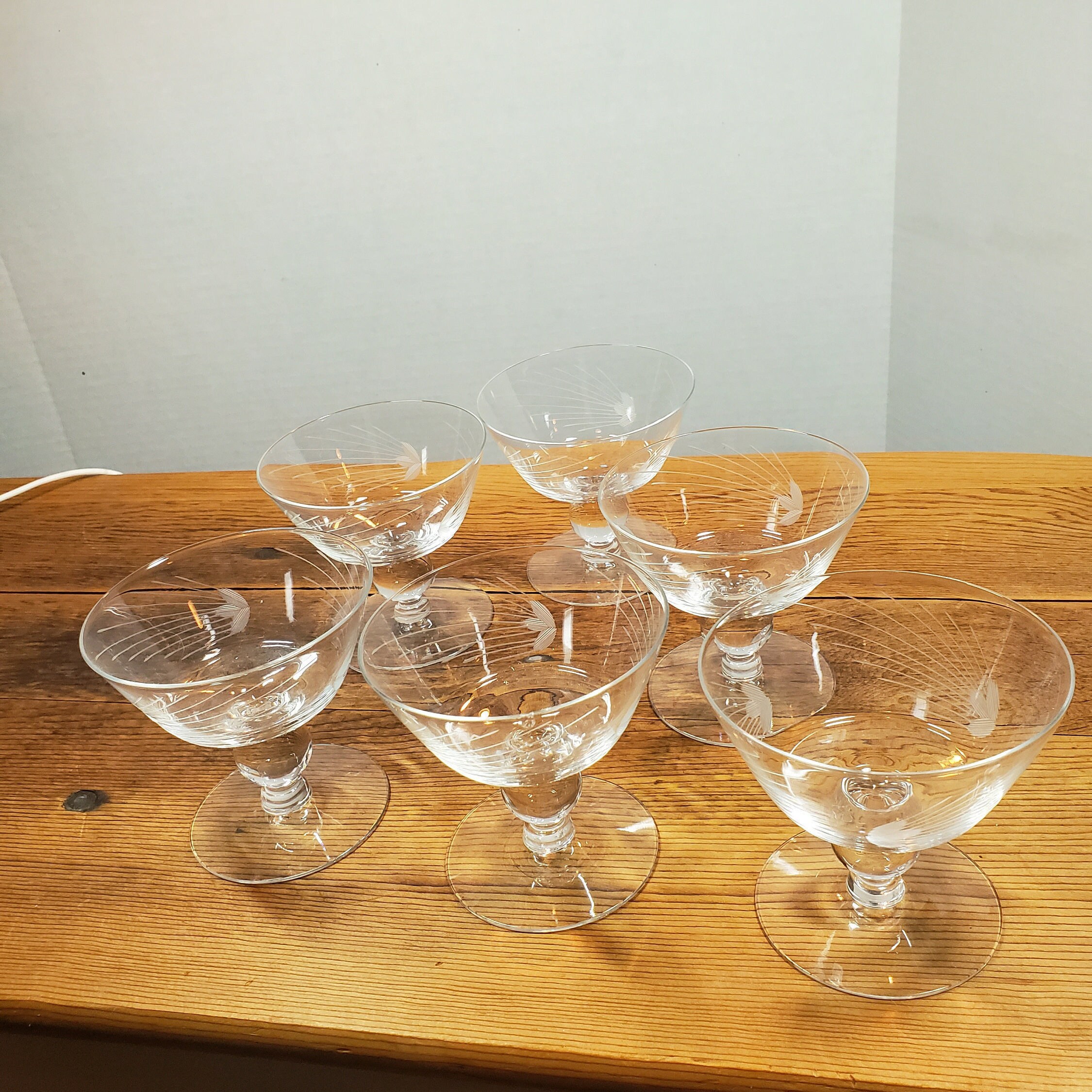 Crystal Etched Dessert Cups Glass Footed Serving Bowls Clear Etsy