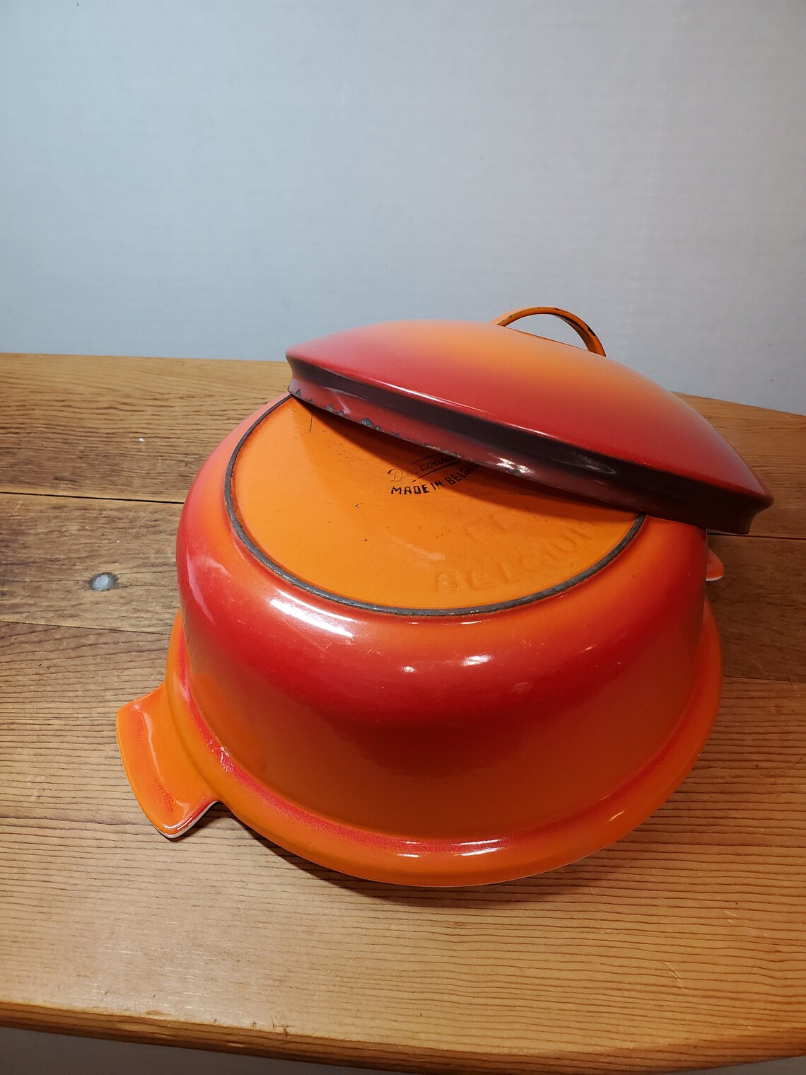 Descoware Belgium Enamel Cast Iron Casserole Orange/Red Flame Etsy