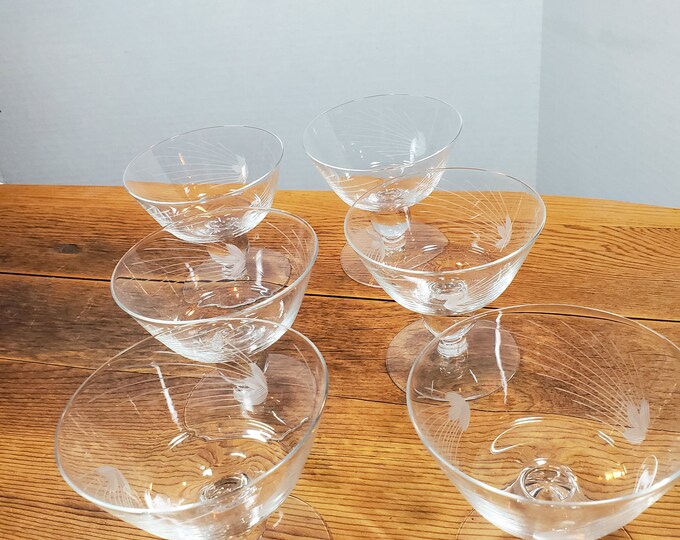 Crystal Etched Dessert Cups Glass Footed Serving Bowls Clear Etsy