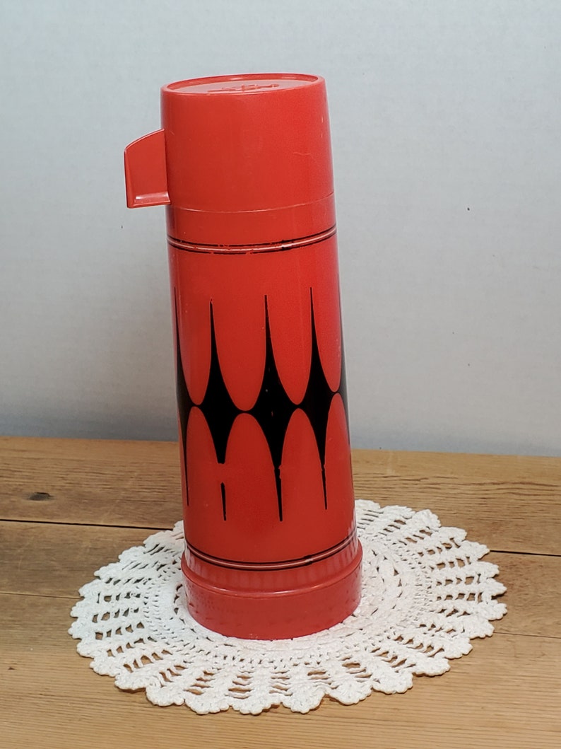 Vintage Thermos Aladdin Thermos Red and Black Diamond Retro Etsy