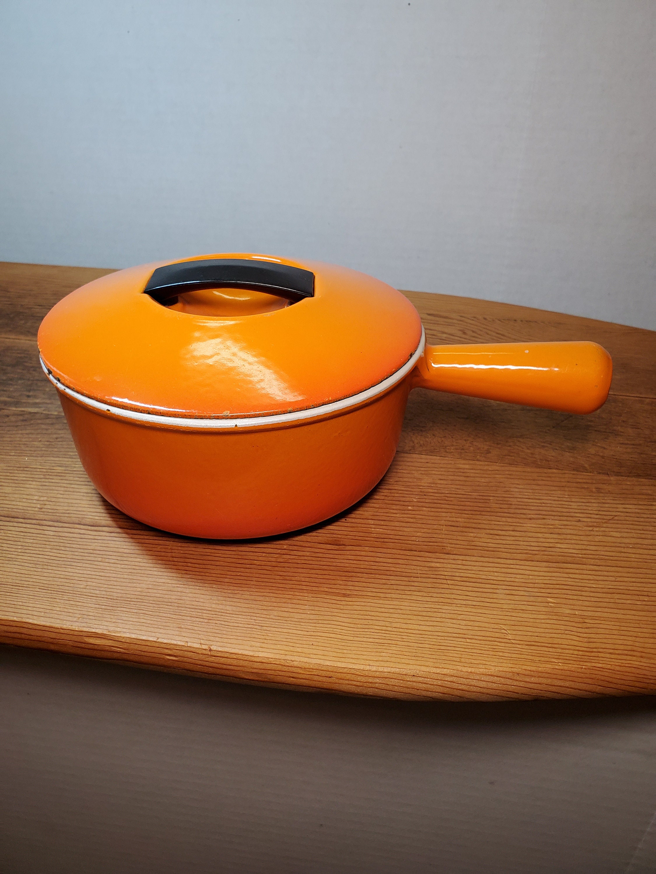 Vintage Cousances 18 Cast Iron And Enamel Sauce Pan With Lid Etsy
