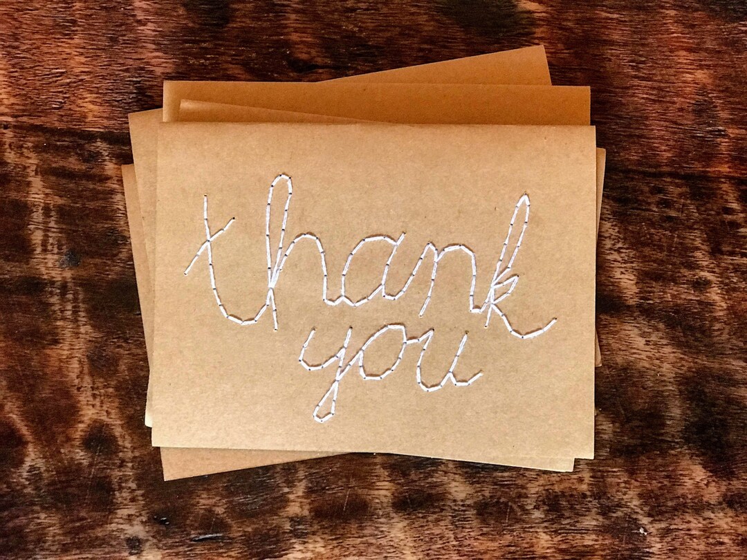 Set of 5 Handmade Embroidered Thank You Cards - Etsy