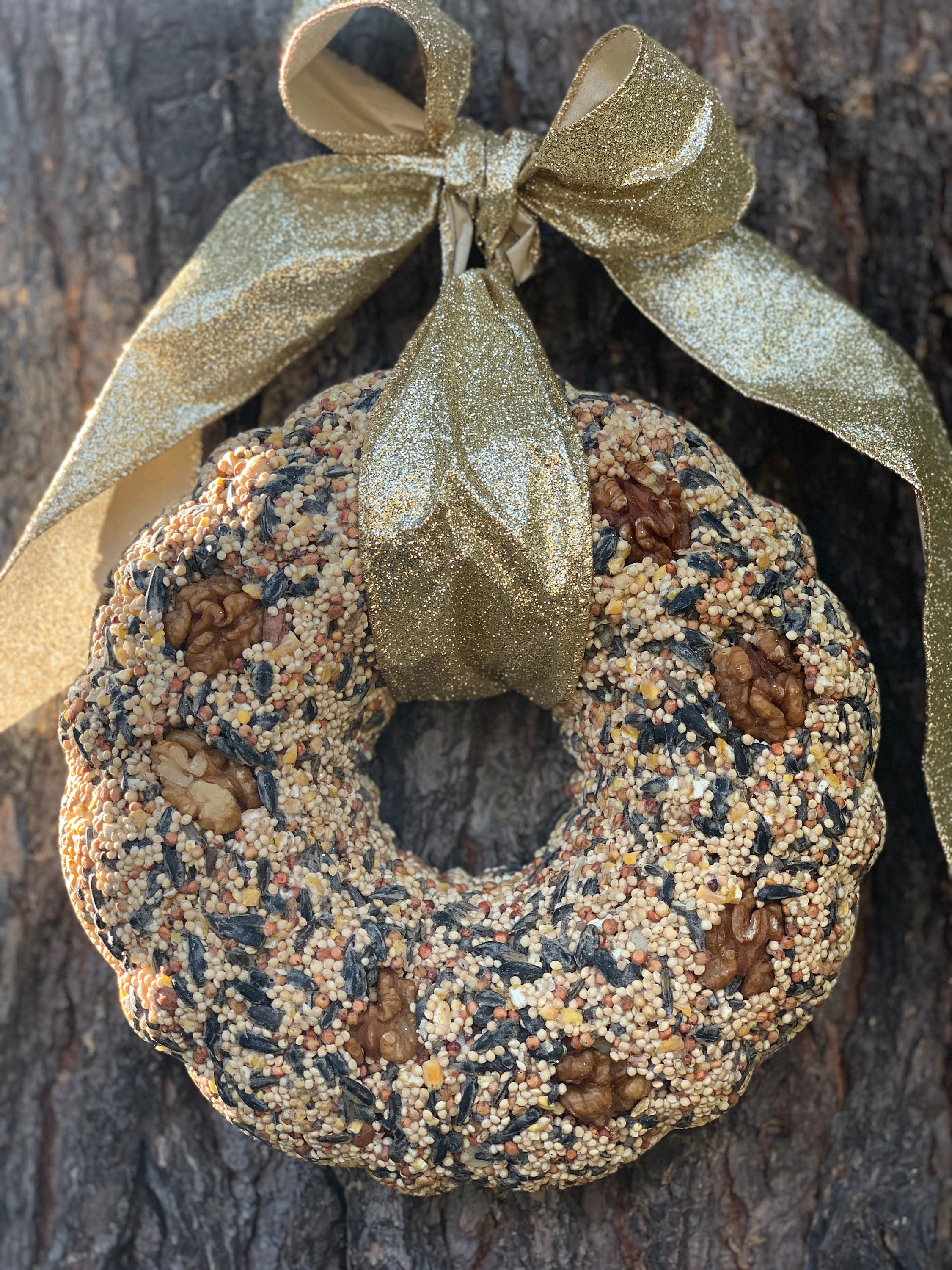 Birdseed Wreath Christmas Gift for Garden or Bird Lover, Bird Feeder