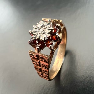 9ct Gold Garnet And Diamond Ring, 9k 375