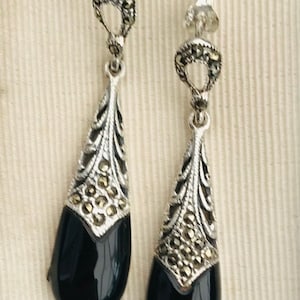 Art Deco Style Black Onyx Earrings