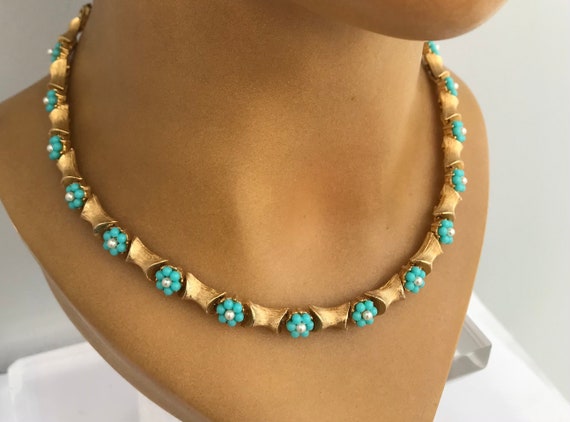 Vintage 1950s Necklace Coro Necklace Turquoise Nec