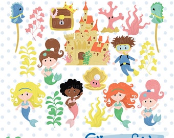 mermaid clip art cute under the sea clipart ocean theme seahorse little mermaid birthday diy party digital clip art instant download - Garden Clipart mermaid clip art cute under the sea clipart ocean theme seahorse little mermaid birthday diy party digital clip art instant download - Garden Clipart