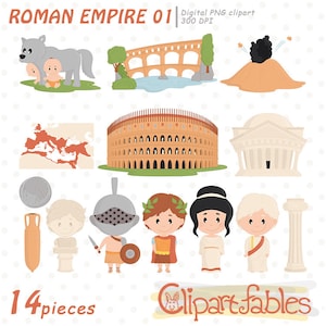 OUDE ROME clipart, Toga Party, reizen clipart, Romeinse rijk, aquaduct, Colosseum, Gladiator, digitale afdrukbare, INSTANT download