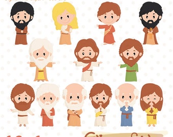 JESUS and the 12 APOSTLES clipart, Last supper, Educational, Religious story, Biblical story, Christianity - INSTANT download