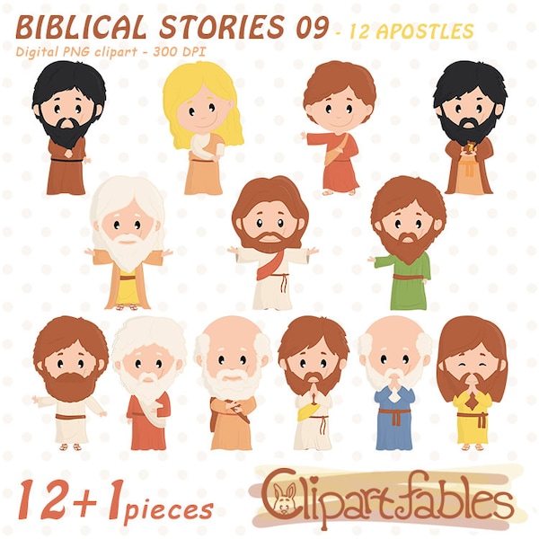 JESUS and the 12 APOSTLES clipart, The last supper, Educational, Religious story, Biblical story, Christianity - INSTANT download