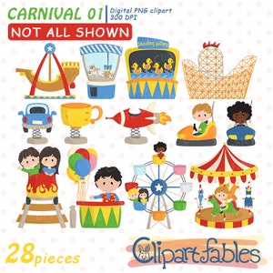 Cute CARNIVAL clipart, Amusement park clip art, Kids playground clip art, Printable, Digital clipart - INSTANT download