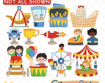 Cute CARNIVAL clipart, Amusement park clip art, Kids playground clip art, Printable, Digital clipart - INSTANT download