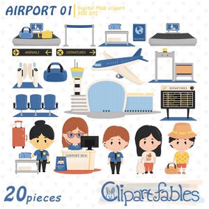 LUCHTHAVEN clipart, inchecken, op de luchthaven-illustraties, vliegtuigen, reizen, goede vlucht, vliegtuigontwerp. Vliegtuig: DIRECT downloaden
