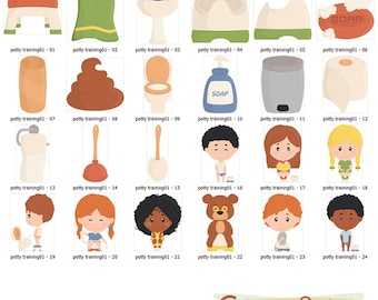 Imágenes prediseñadas de ENTRENAMIENTO PARA IR AL BAÑO, imágenes  prediseñadas de educación, caca, inodoro y personajes infantiles adorables - Main Image