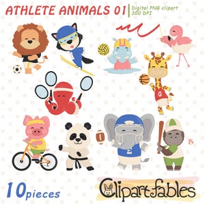 ANIMAIS ATLETAS clipart, Animais engraçados fazendo exercícios, Esporte clip art, Animais olímpicos, Bebês animais fofos - Download INSTANTÂNEO, digital png