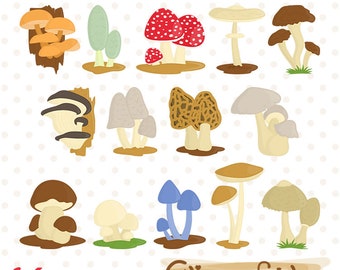 Pilz Clipart, Pilz, Pilz Clip Art, bunte Pilze - SOFORT-Download, Digital Clipart, Printable