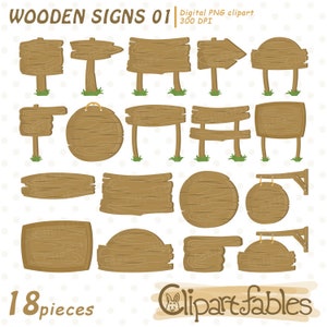 Cute WOODEN SIGN clipart, Board clip art, Blank wooden borders, Planks, Signboards, Wood clipart - INSTANT download, Digital clipart