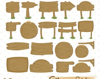 WOODEN SIGN clipart, Board clip art, Blank wooden borders, Planks, Signboards, Wood clipart - INSTANT download, Digital clipart