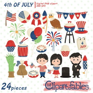 Happy INDEPENDENCE Day clip art,  Scrapbooking, USA clipart, 4th of July, Memorial day, Digital clipart- INSTANT download