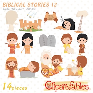 BIBLICAL STORIES clipart, Holy Bible, Christian art, Elijah, Cain and Abel, Abraham and Isaac  - INSTANT download, Printable, Digital design