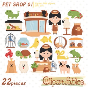 Clipart PET SHOP, clipart animaux de compagnie, animaux mignons, terrarium, reptiles, animaux domestiques - téléchargement immédiat