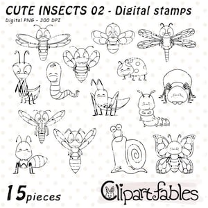 INSECTOS 2 - SELLOS DIGITALES, Bichos, Amigos insectos - Descarga INSTANTÁNEA, Imprimibles,