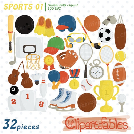 Buy Cute SPORTS EQUIPMENT Clipart, Ball Clip Art, Sport Birthday Decor,  Soccer, Basketball, Support, INSTANT Download, Printable Online in India 