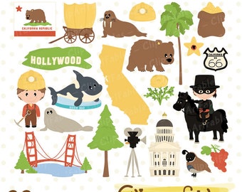 Cute CALIFORNIA STATE clipart, Travel in the USA, California Republic,  - Instant download, Printable, Digital clipart, Zorro design