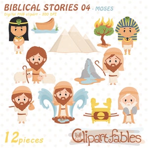 Clipart MOSES, histoire de Moïse, dix commandements, histoire biblique, christianisme, religion - Téléchargement instantané, imprimable png thumbnail