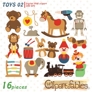 BRINQUEDOS RETRO clipart, Brinquedos de madeira, Macaco címbalo, Yoyo clip art, Ursinho de pelúcia e caixa de palhaço - Download INSTANTÂNEO, Digital png