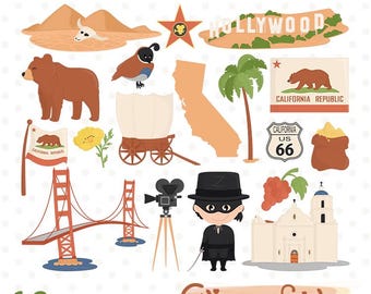 CALIFORNIA STATE clipart, Travel in the USA, Zorro art, Golden Gate bridge illustration - Instant download, Digital Png