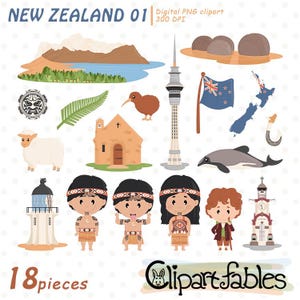 NIEUW-ZEELAND clipart, Maori-clipart, illustratie Hobbit, Kiwivogel, Instant download, digitale png