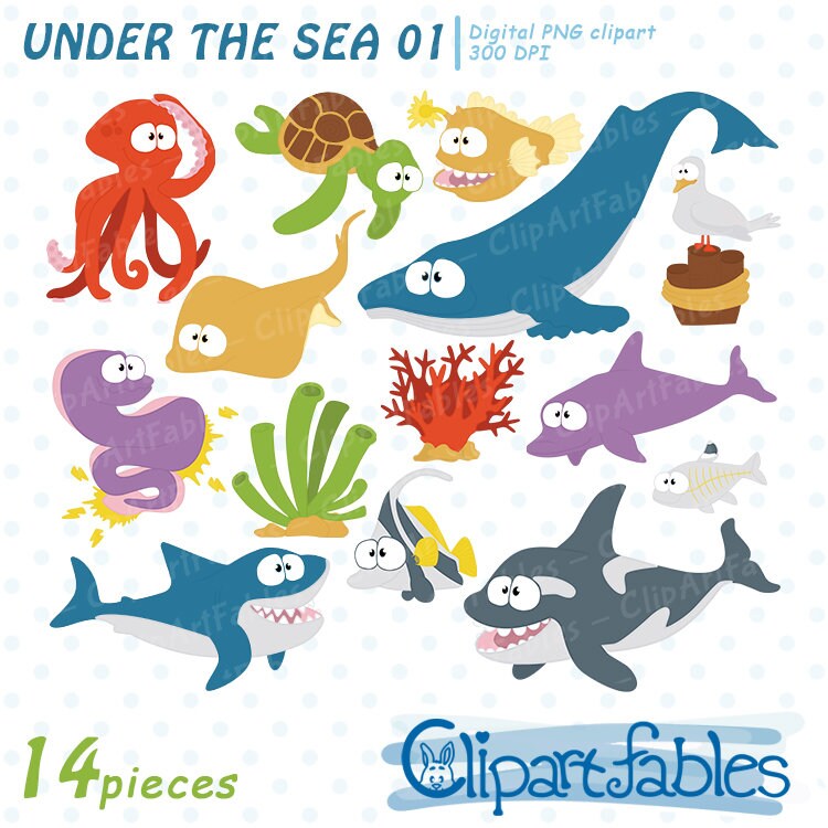 Cute Under The Sea Clipart Sea Animal Friends Sea Party Etsy Canada