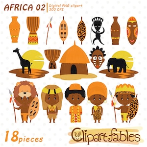 AFRICA clipart, Zulu Tribe clipart, African culture, African warriors, Traditional african costume - INSTANT download, Digital clipart