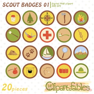Cute SCOUT BADGES -1 clipart, Circle Patch clip art, Embroidered, Patch, Sew and Iron On Patch clip art - Art for clothes - INSTANT download