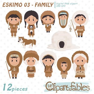 ESKIMO FAMILIE Clipart, Arktis, Eskimo Brüder - Schwestern - INSTANT Download, Digital png