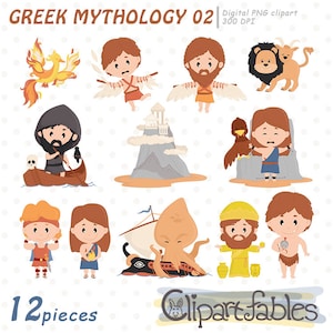 Clipart mythologie grecque 2, Grèce antique, Kraken, Olympe, Dédale et Icare, clipart Hercule, clipart mythique - téléchargement immédiat