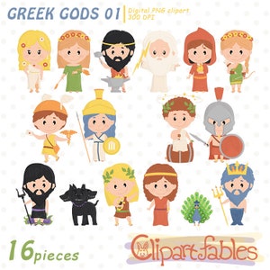 Clipart di DEI GRECI, Grecia antica, immortale, clipart di religione greca, Zeus, Poseidone, illustrazione di Afrodite - download IMMEDIATO, png digitale