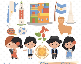 ARGENTINA clipart, Symbols of Argentina, Buenos Aires, Argentina soccer, Football, Illustration - Digital PNG clipart