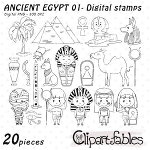 ANCIENT EGYPT digital stamps, Eye of Horus, Africa digital design, Ancient civilization outline, Historical, INSTANT download, Printable